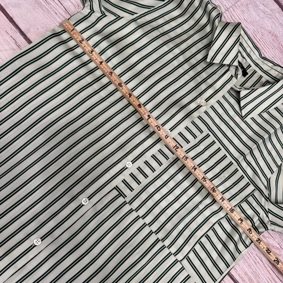 Rails River Eden Stripe Satin Long Sleeve Shirt Two Tone Green Size M NEW - Picture 4 of 8